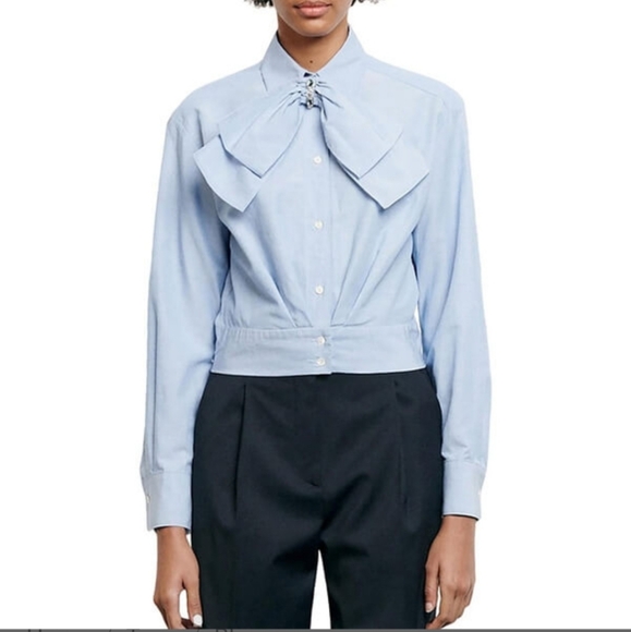Sandro Tops - Sandro Saul Cropped Shirt, Sz 3/ US 8, *Missing Detachable Bow*